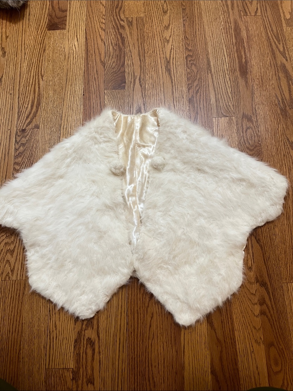 Vintage Rabbit Fur Stole White